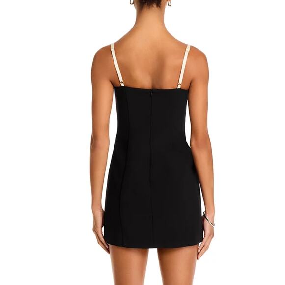 FRENCH CONNECTION WOMENS 12 CONTRAST MINI DRESS BLACK COCKTAIL PARTY TINY FLAW - Picture 2 of 13